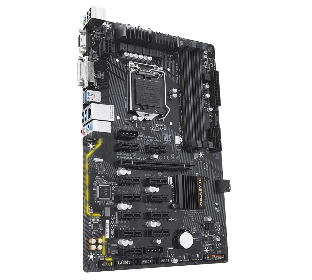 GIGABYTE B250-FinTech B250 DDR4 S-ATA 600 ATX Motherboard Black