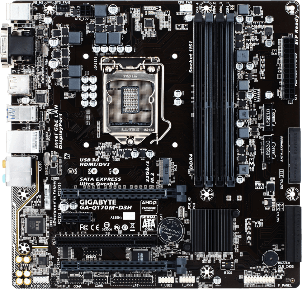 Gigabyte GAQ170MD3H Motherboard Specifications On MotherboardDB